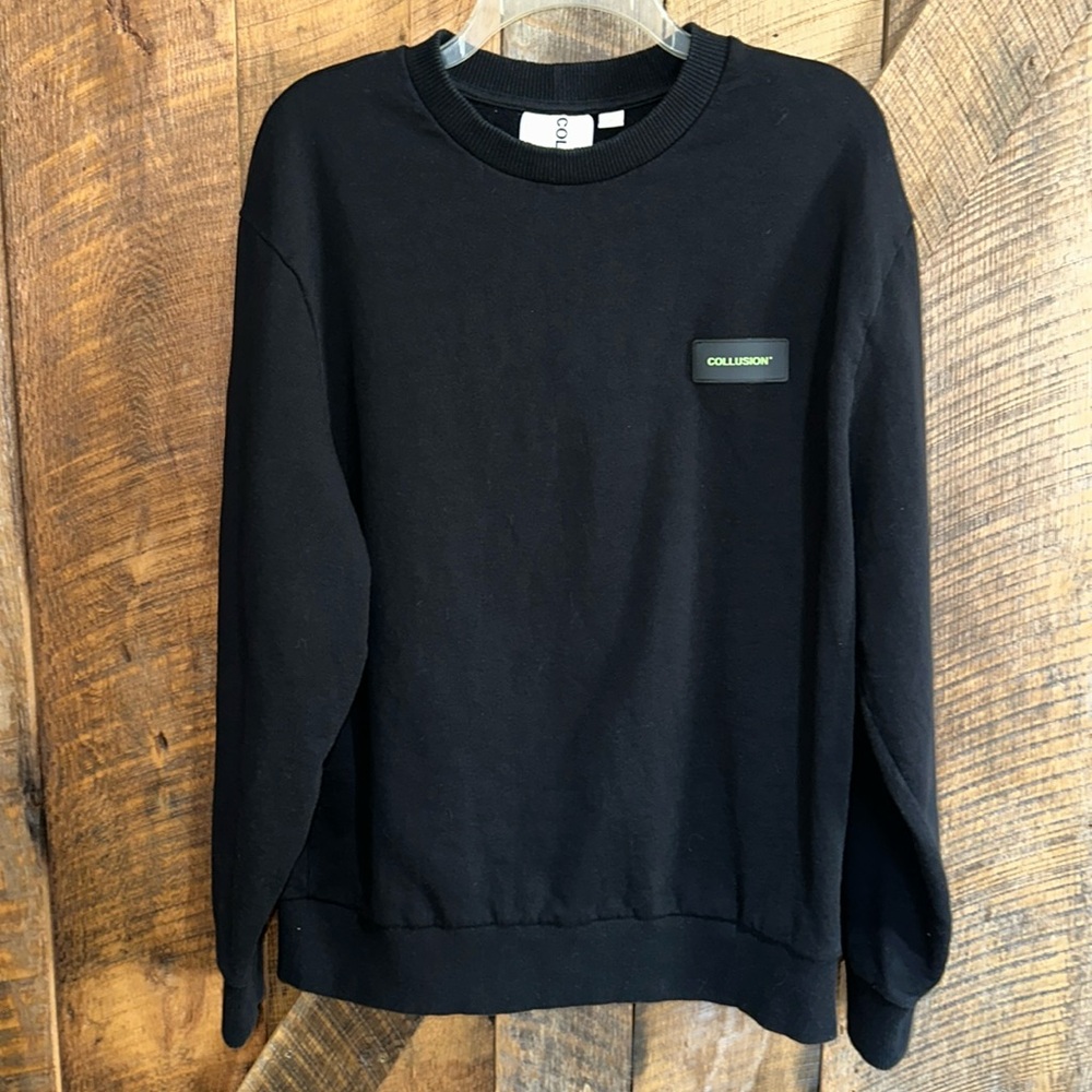 Collusion unisex crewneck sweatshirt black with logo Size L